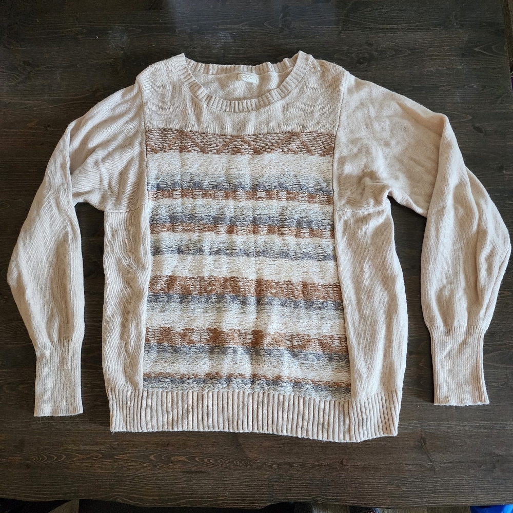 💐 J Crew Merino Wool Blend Fair Isle Knit Crew Neck Fisherman Sweater, size XL